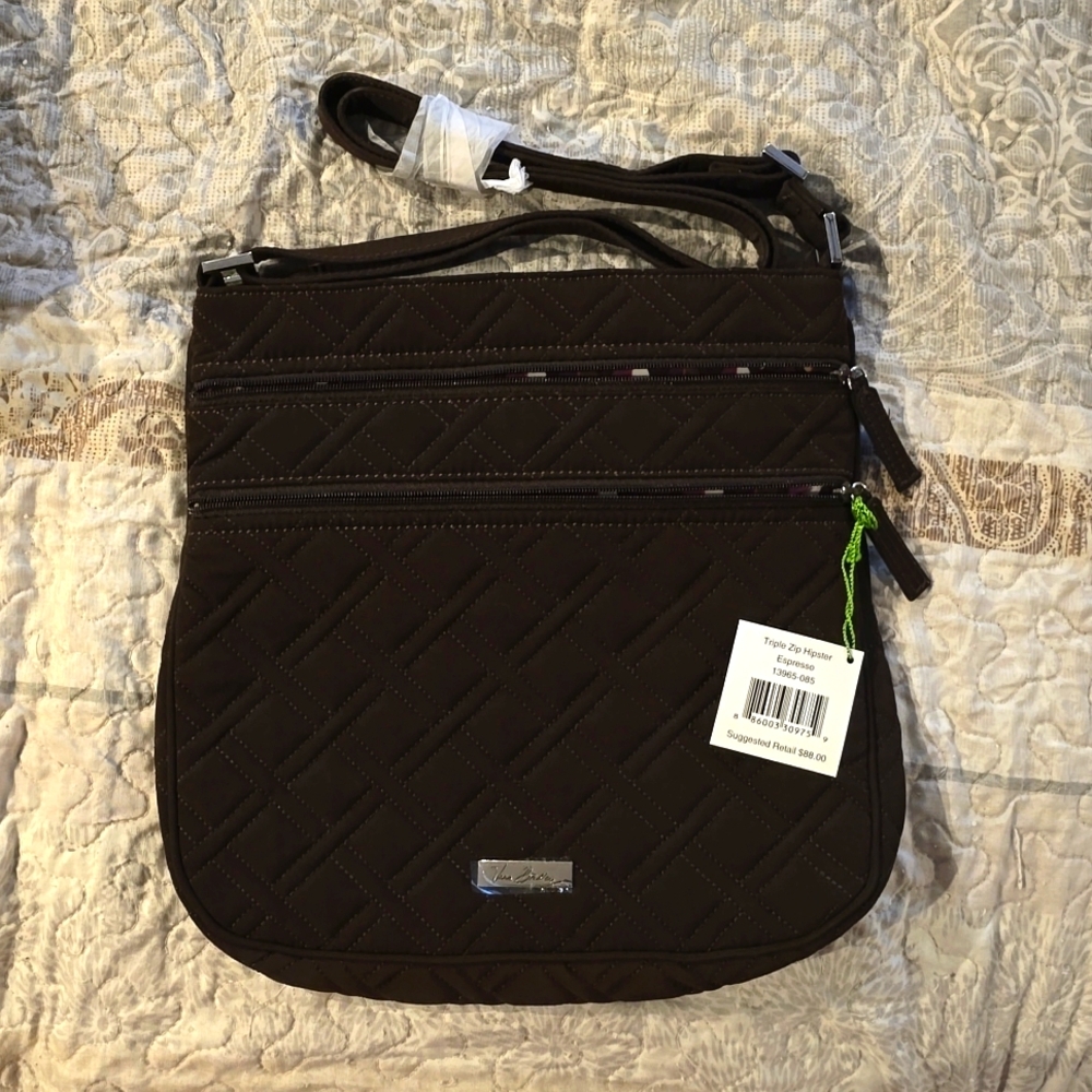 NWT Vera Bradley Brown Quilted Crossbody Bag